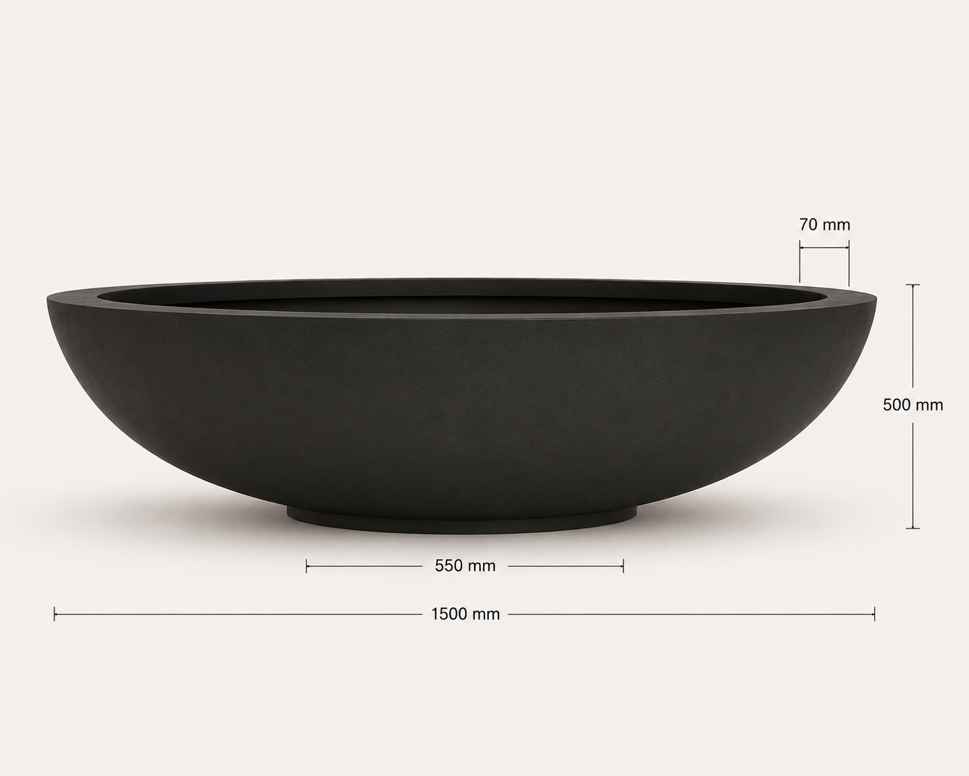 150cm XL Charcoal Bowl Planter