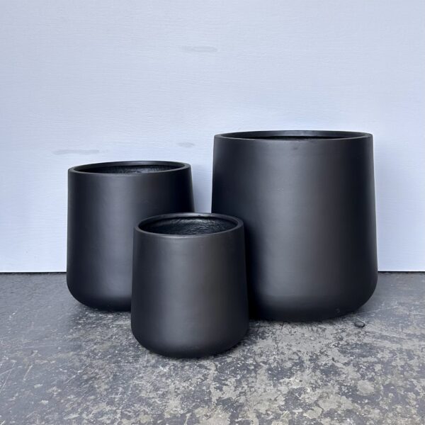 Set of 3 Middle Sized Round Pots - Black