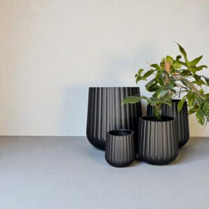 Fluted Rounds Set 4 CHARCOAL