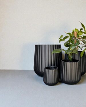 Fluted Rounds Set 4 CHARCOAL